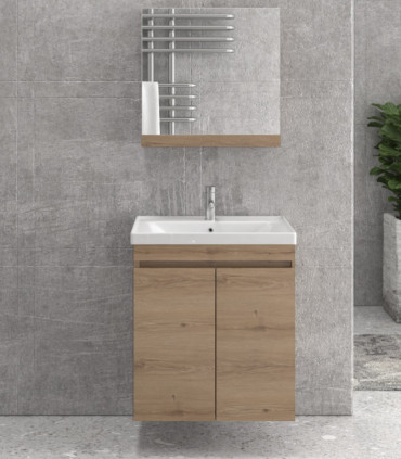 Mobile bagno sospeso 65cm con 2 porte e specchio contenitore ''New Sava'' elvezia