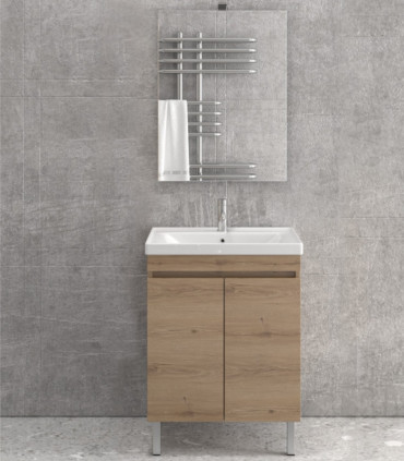 Mobile bagno a terra 65cm con 2 porte e specchio filo lucido ''New Sava'' elvezia