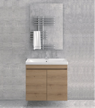 Mobile bagno sospeso 80cm con 2 porte e specchio filo lucido ''New Sava'' elvezia