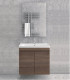 Mobile bagno sospeso 80cm con 2 porte e specchio filo lucido ''New Sava'' brown