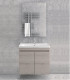 Mobile bagno sospeso 80cm con 2 porte e specchio filo lucido ''New Sava'' ice oak