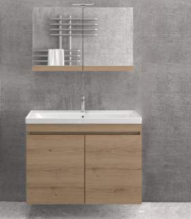 Mobile bagno sospeso 100cm con specchio contenitore a 2 porte ''New Sava'' elvezia