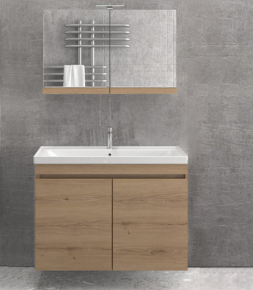 Mobile bagno sospeso 100cm con specchio contenitore a 2 porte ''New Sava'' elvezia