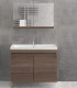 Mobile bagno sospeso 100cm con specchio contenitore a 2 porte ''New Sava'' brown