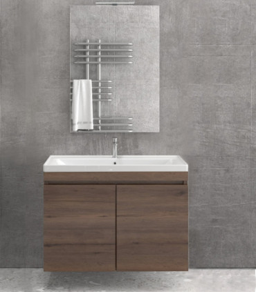 Mobile bagno sospeso 100cm con specchio filo lucido ''New Sava'' Brown