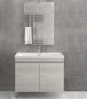 Mobile bagno sospeso 100cm con specchio filo lucido ''New Sava'' Ice Oak