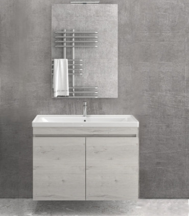 Mobile bagno sospeso 100cm con specchio filo lucido ''New Sava'' Ice Oak