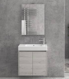 Mobile bagno sospeso 70cm con specchio filo lucido ''New Minos'' ice oak