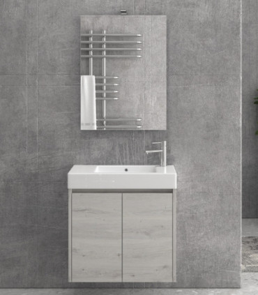 Mobile bagno sospeso 70cm con specchio filo lucido ''New Minos'' ice oak