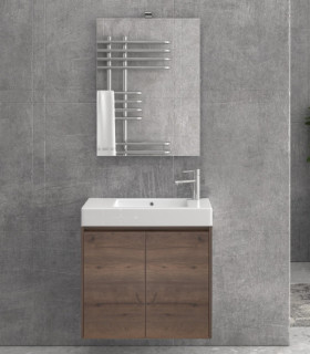 Mobile bagno sospeso 70cm con specchio filo lucido ''New Minos'' brown