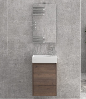 Mobile bagno sospeso 45cm con specchio filo lucido ''New Minos'' brown