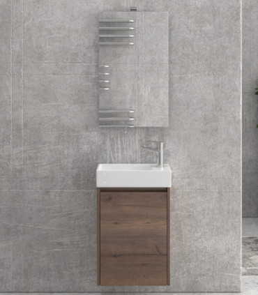 Mobile bagno sospeso 45cm con specchio filo lucido ''New Minos'' brown