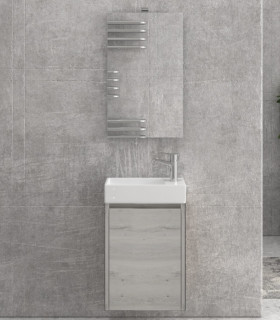 Mobile bagno sospeso 45cm con specchio filo lucido ''New Minos'' ice oak