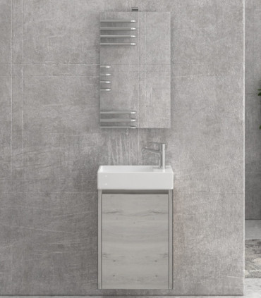 Mobile bagno sospeso 45cm con specchio filo lucido ''New Minos'' ice oak