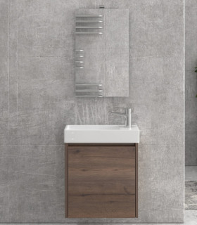 Mobile bagno sospeso 55cm con specchio filo lucido ''New Minos'' brown