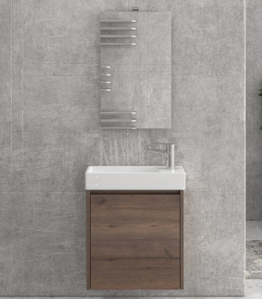 Mobile bagno sospeso 55cm con specchio filo lucido ''New Minos'' brown