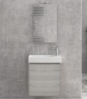 Mobile bagno sospeso 55cm con specchio filo lucido ''New Minos'' ice oak