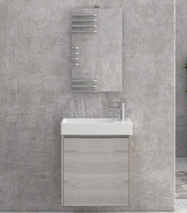 Mobile bagno sospeso 55cm con specchio filo lucido ''New Minos'' ice oak