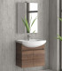 Mobile bagno sospeso 65cm con 2 porte e specchio filo lucido ''New Bianna'' brown