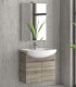Mobile bagno sospeso 65cm con 2 porte e specchio filo lucido ''New Bianna'' ice oak