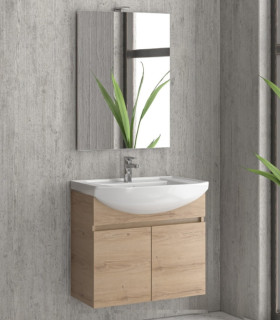 Mobile bagno sospeso 65cm con 2 porte e specchio filo lucido ''New Bianna'' elvezia