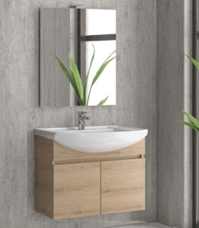 Mobile bagno sospeso 80cm con 2 porte e specchio filo lucido ''New Bianna'' colore Elvezia