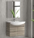 Mobile bagno sospeso 80cm con 2 porte e specchio filo lucido ''New Bianna'' colore Ice Oak