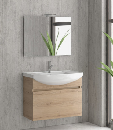 Mobile bagno sospeso 80cm con 2 porte e specchio filo lucido ''New Bianna'' Elvezia