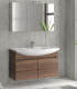 Mobile bagno sospeso 100cm con 2 porte e specchio contenitore ''New Bianna'' colore Brown