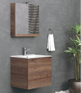 Mobile bagno sospeso 60cm con specchio contenitore ''New Bitola'' colore Brown| APSHOPONLINE