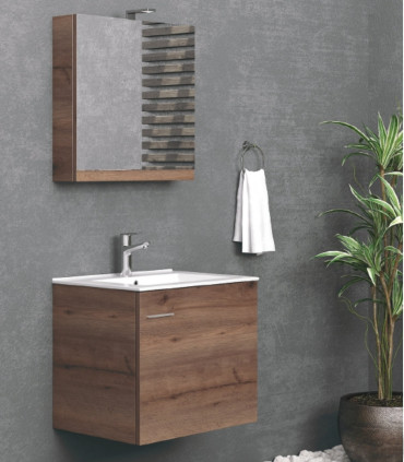 Mobile bagno sospeso 60cm con specchio contenitore ''New Bitola'' colore Brown| APSHOPONLINE