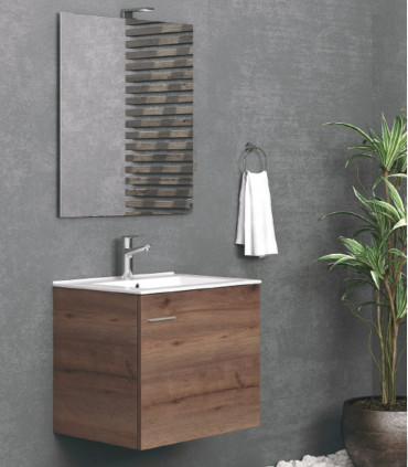 Mobile bagno sospeso 60cm con specchio filo lucido ''New Bitola'' colore Brown| APSHOPONLINE
