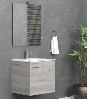 Mobile bagno sospeso 60cm con specchio filo lucido ''New Bitola'' colore Ice Oak| APSHOPONLINE