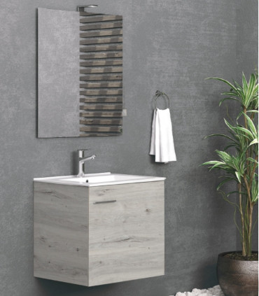 Mobile bagno sospeso 60cm con specchio filo lucido ''New Bitola'' colore Ice Oak| APSHOPONLINE