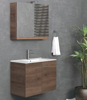 Mobile bagno sospeso 90cm con specchio contenitore ''New Bitola'' colore Brown