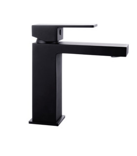Rubinetto miscelatore lavabo quadrato ''Delos Nero'' E02FA382-BL