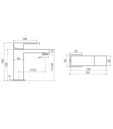 Rubinetto miscelatore lavabo quadrato ''Delos Nero'' E02FA382-BL