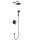 SET KIT DOCCIA NERO OPACO KARAG RUBINETTERIA "IOS" BRACCIO SOFFIONE TONDO DOCCETTA CORDINA MISCELATORE INCASSO 2 VIE - 2