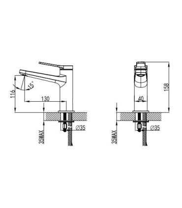 SET RUBINETTO "ANDARE" MISCELATORE LAVABO BIDET E VASCA NERO OPACO - 5