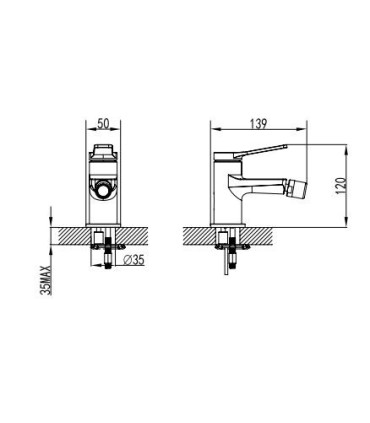 SET RUBINETTO "ANDARE" MISCELATORE LAVABO BIDET E VASCA NERO OPACO - 6