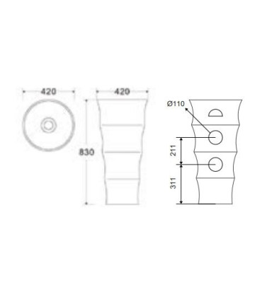 LAVABO A COLONNA FREESTANDING DA TERRA APPOGGIO CENTRO STANZA " LOUVRE" IN CERAMICA BIANCO - 2
