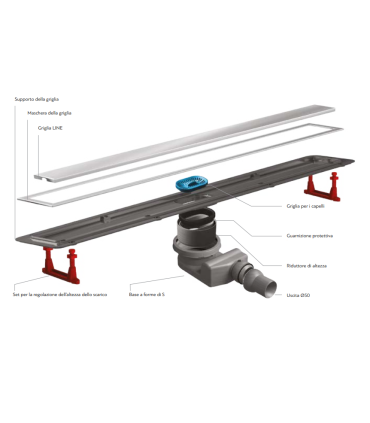 CANALE DI SCARICO A PAVIMENTO DOCCIA "CONFLUO PREMIUM LINE 30 CM SISTEMA DI DRENAGGIO IN ACCIAIO INOX E PP - 2