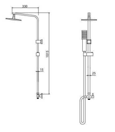 COLONNA ASTA SALISCENDI DOCCIA " VIKY " CON SOFFIONE QUADRO IN ACCIAIO INOX - 2