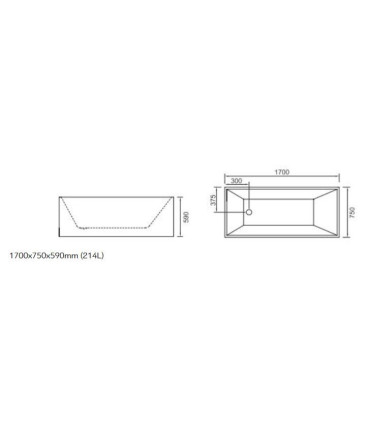 vasca in ceramica 170 cm rettangolare bianca centro stanza freestanding ap shop online scheda tecnica