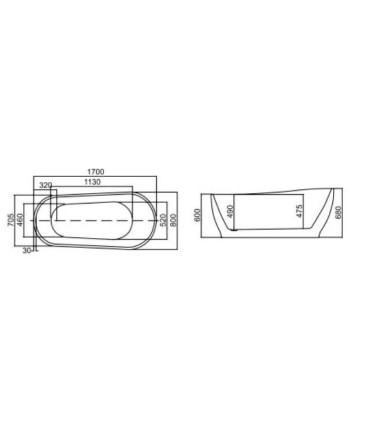 VASCA DA BAGNO 170 CM OVALE CON FORMA IRREGOLARE CENTRO STANZA MODERNA IN ACRILICO POSIZIONAMENTO LIBERO FREESTANDING "ATENA" - 