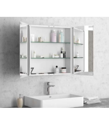 SPECCHIO BAGNO RETTANGOLARE CONTENITORE 800 mm X 600 mm X 145 mm DOPPIA ANTA STRUTTURA ALLUMINIO " ECONOMY100" - 2