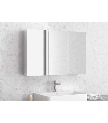SPECCHIO BAGNO RETTANGOLARE CONTENITORE TRE ANTE STRUTTURA ALLUMINIO 1200 mm X 600 mm X 145 mm " ECONOMY1200" - 1