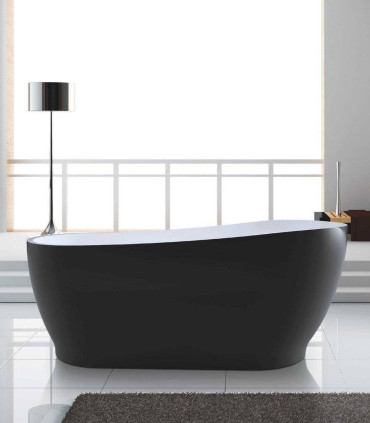 Vasca da bagno 170 cm nero opaco matt in acrilico moderna posizionamento libero centro stanza freestanding