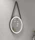 Specchio bagno industrial tondo 50 cm con illuminazione led completo di cinghia e gancio in cuoio " Anatoli pim 0154 " - 1