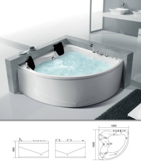 Vasca Da Bagno Idromassaggio 150 Cm 2 Posti In Acrilico Posizionamento Ad angolo "Lusticia"